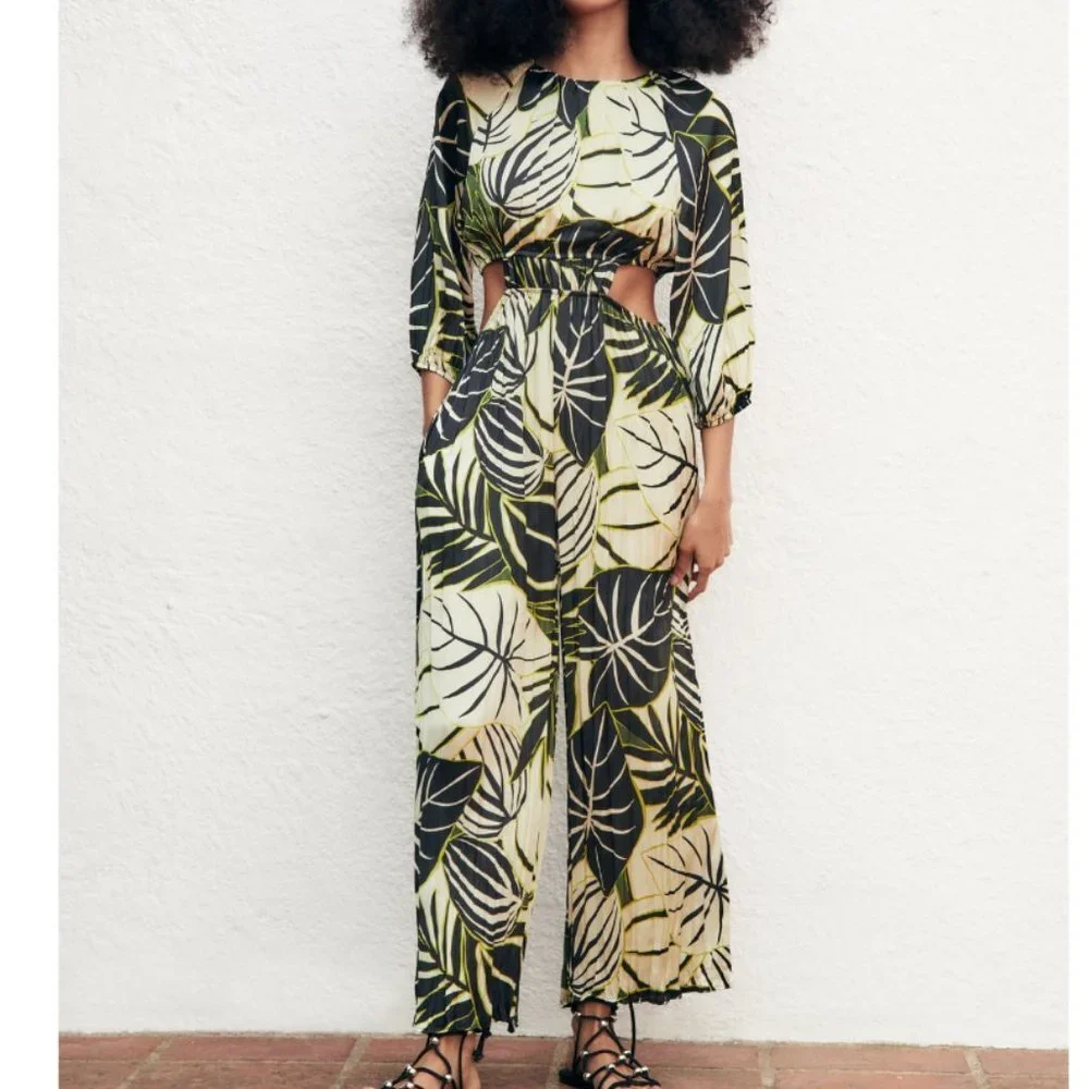 Zara floral print jumpsuit
